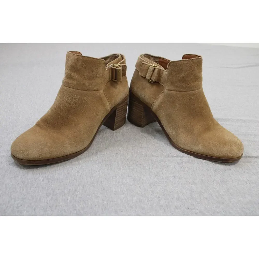 Franco Sarto Booties Womens Size US 7M Tan‎ Leather Side Zipper Ankle A-Matisse
